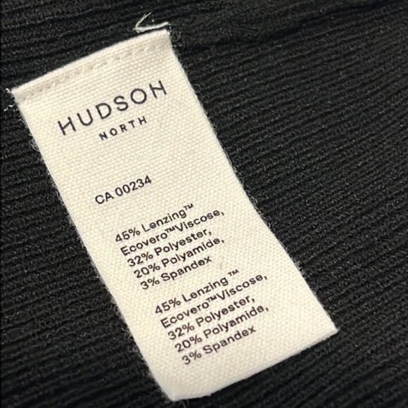 HUDSON North Black Rib Open Neck Form-fitting Midi Dress size Large - Picture 6 of 10